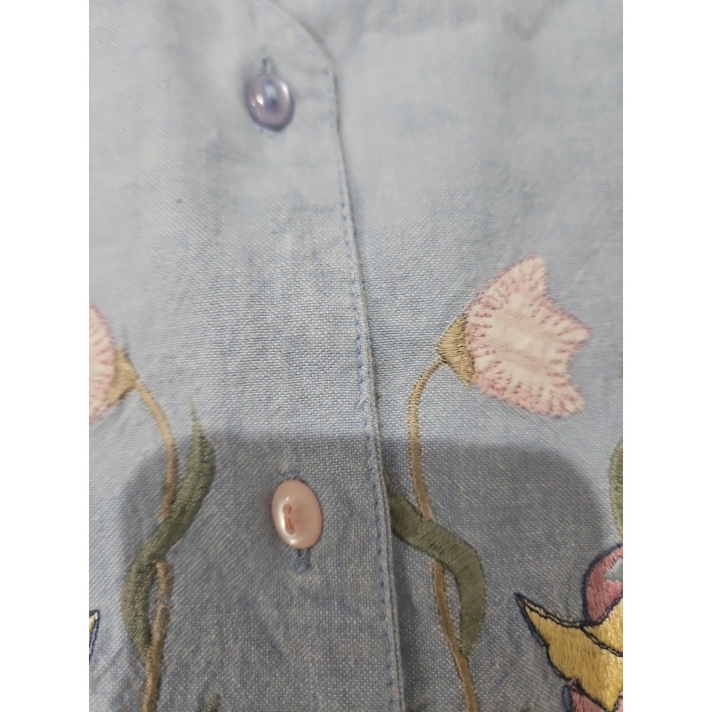 Vintage Tantrum Blues Vest Easter Floral Bunny Chick Cotton Cottage Grandmacore - Picture 6 of 13